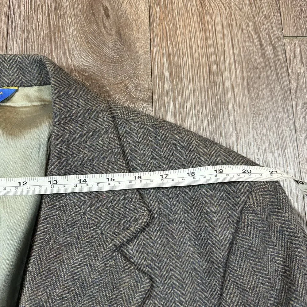 Pendleton Blazer Mens 46 Gray Herringbone Tweed Western Sport Coat